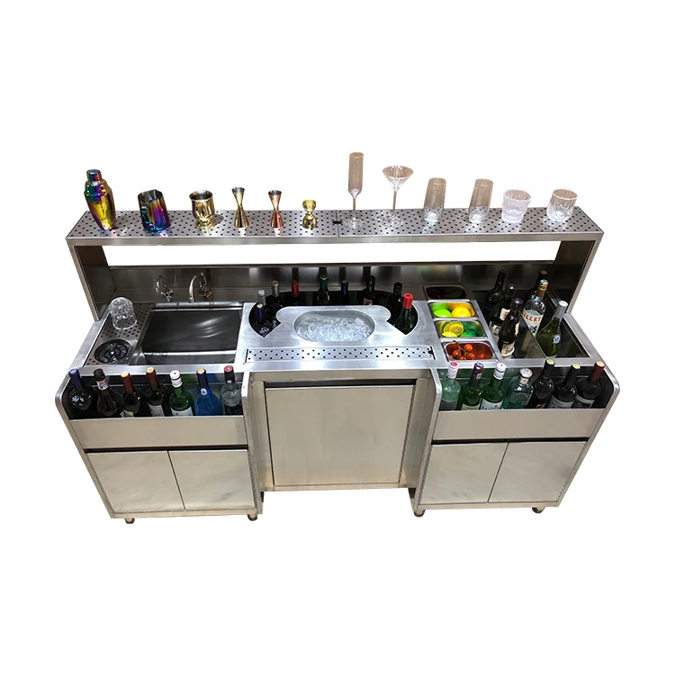 

Yituo YT-CS18 Customization Style 201/304 Stainless Steel Bar Counter Cocktail Station Ice Storage Cabinet 1800x600x850MM