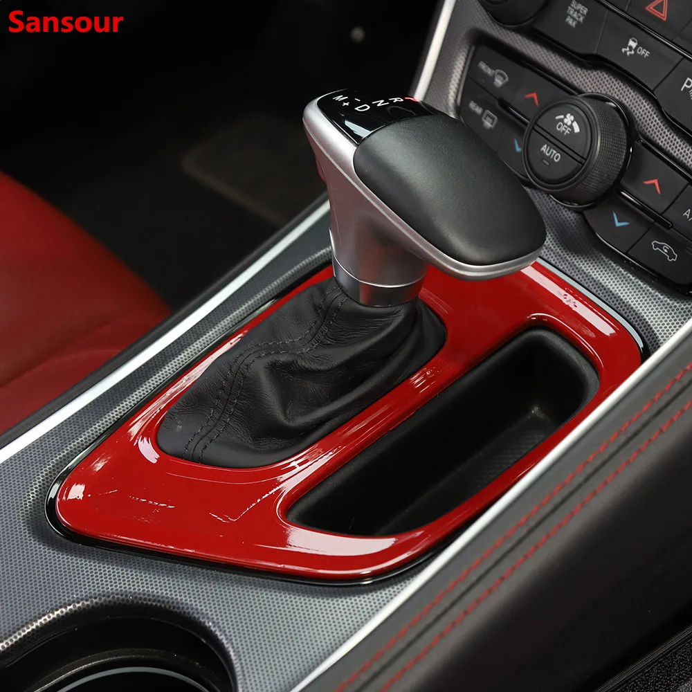 

Sansour Interior Mouldings for Challenger ABS Car Gear Shift Box Panel Cover Sticker Accessories for Dodge Challenger 2015-2019