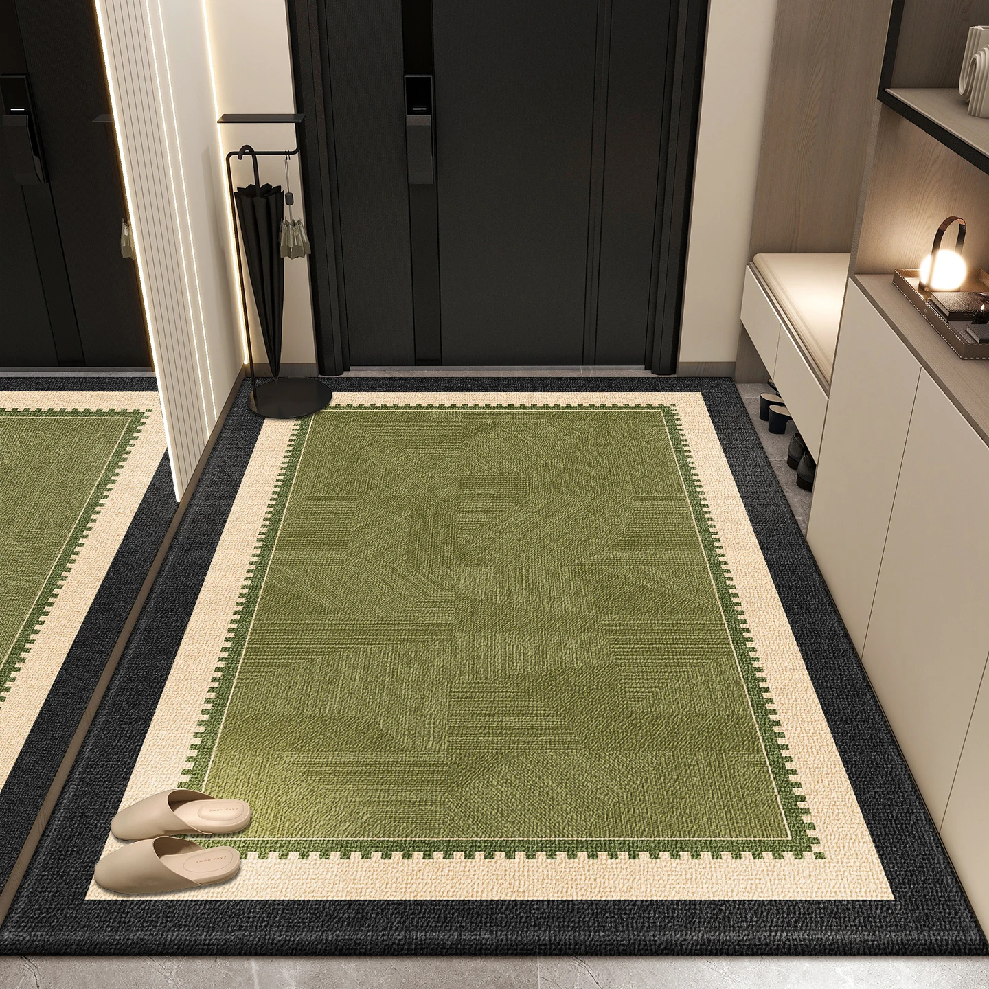 Modern Minimalist Circle Velvet Living Room Rug Anti Slip Entrance Door Mat Durable Dirt Resistant Floor Carpet
