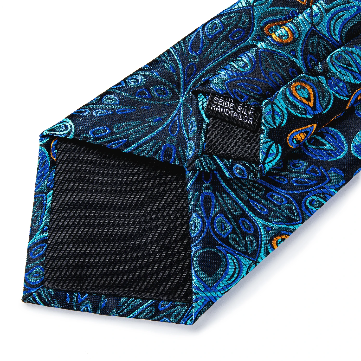 Peacock Blue Floral Men Tie Handkerchief Cufflinks Set Jacquard Necktie for Man Male Wedding Business Ties Formal Casual Gift