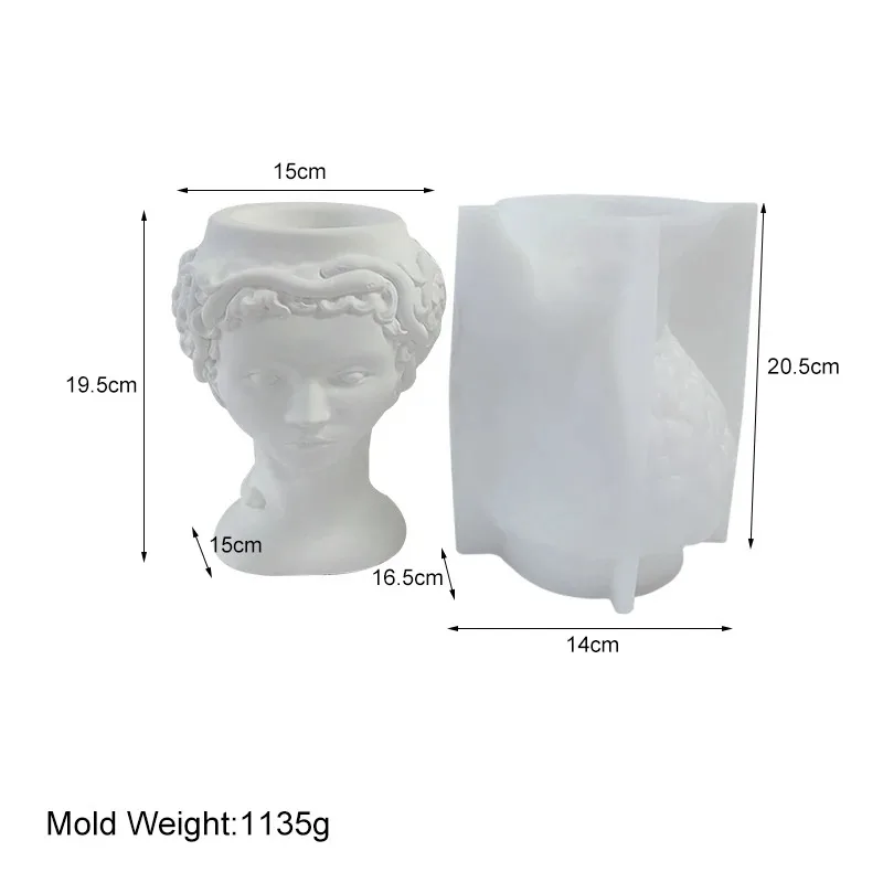 Woman Flower Pot Silicone Mold DIY Plaster Clay Vase Mould Gypsum Form Cement Garden Planter Making Molds