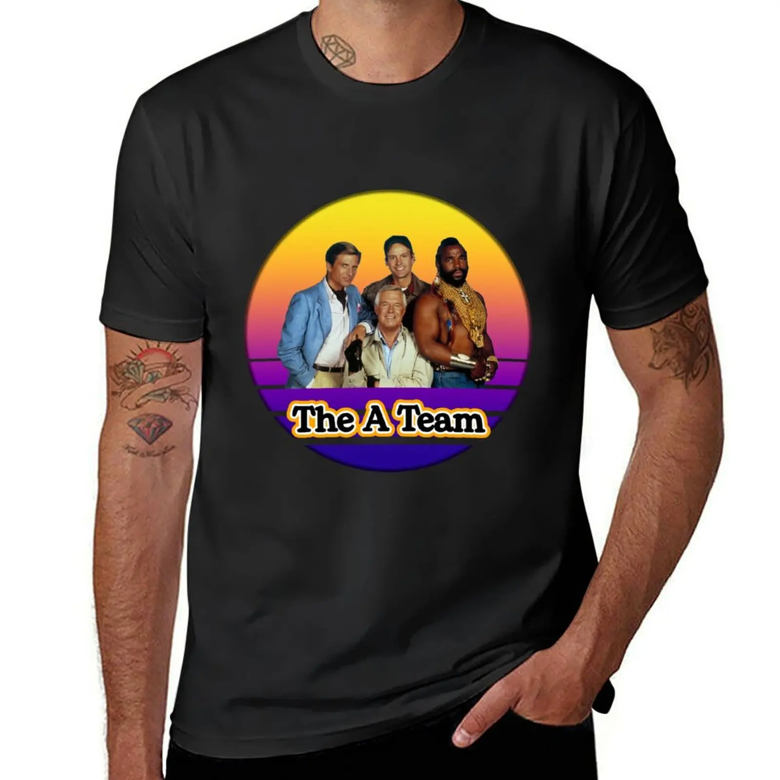 Sunset A-team T-Shirt vintage cute tops mens t shirts casual stylish