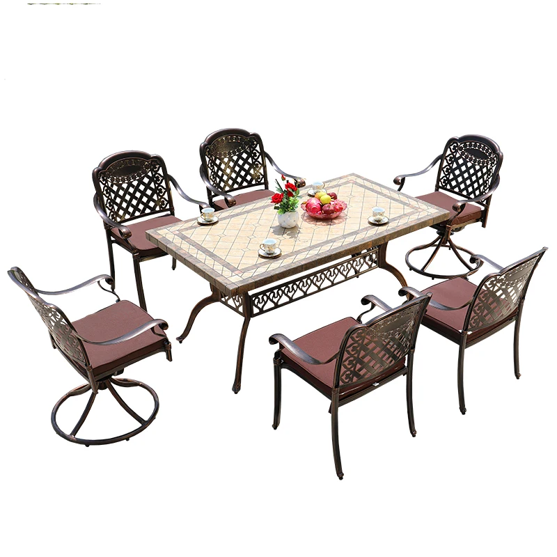 

Outdoor tables and chairs patio balcony cast aluminum tables and chairs outdoor garden marble tile barbecue table and chair