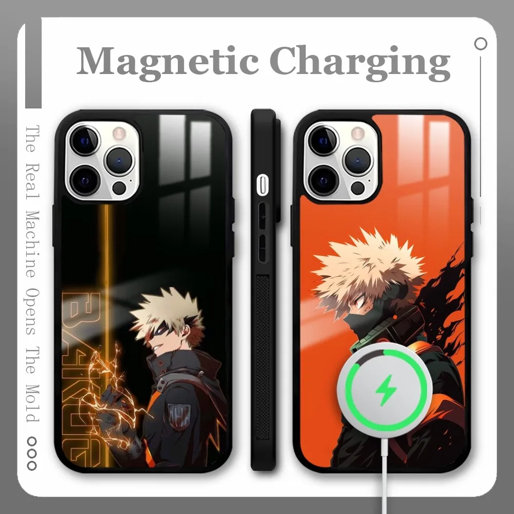 

B-Bakugō M-My H-Hero Academia Phone Case For iPhone 16 15 14 13 12 11 Pro Max Plus Mini Magnetic Magsafe Wireless Charging Cover