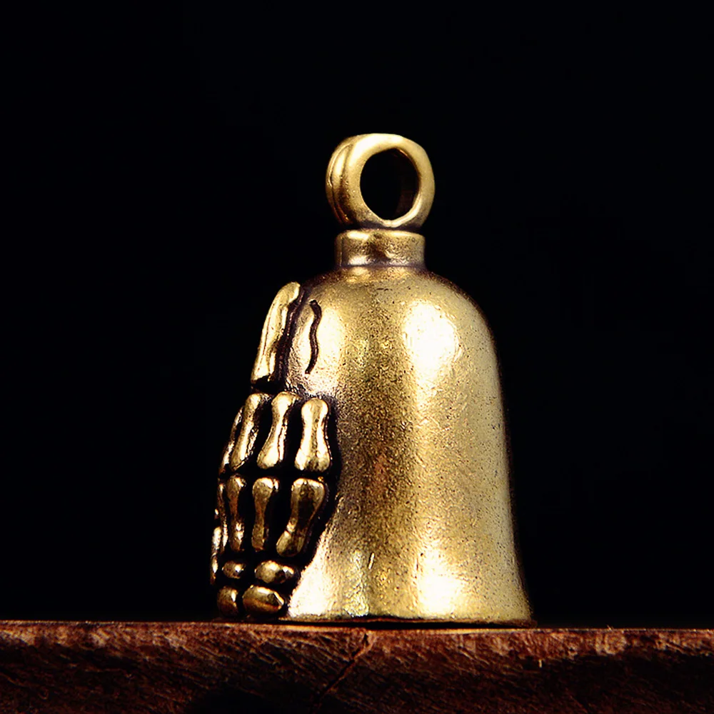 Brass Bell Middle Finger Skeleton Hand Statue Funny Creative Bells Crafts Ornament Car Desk Decoration Home Decor