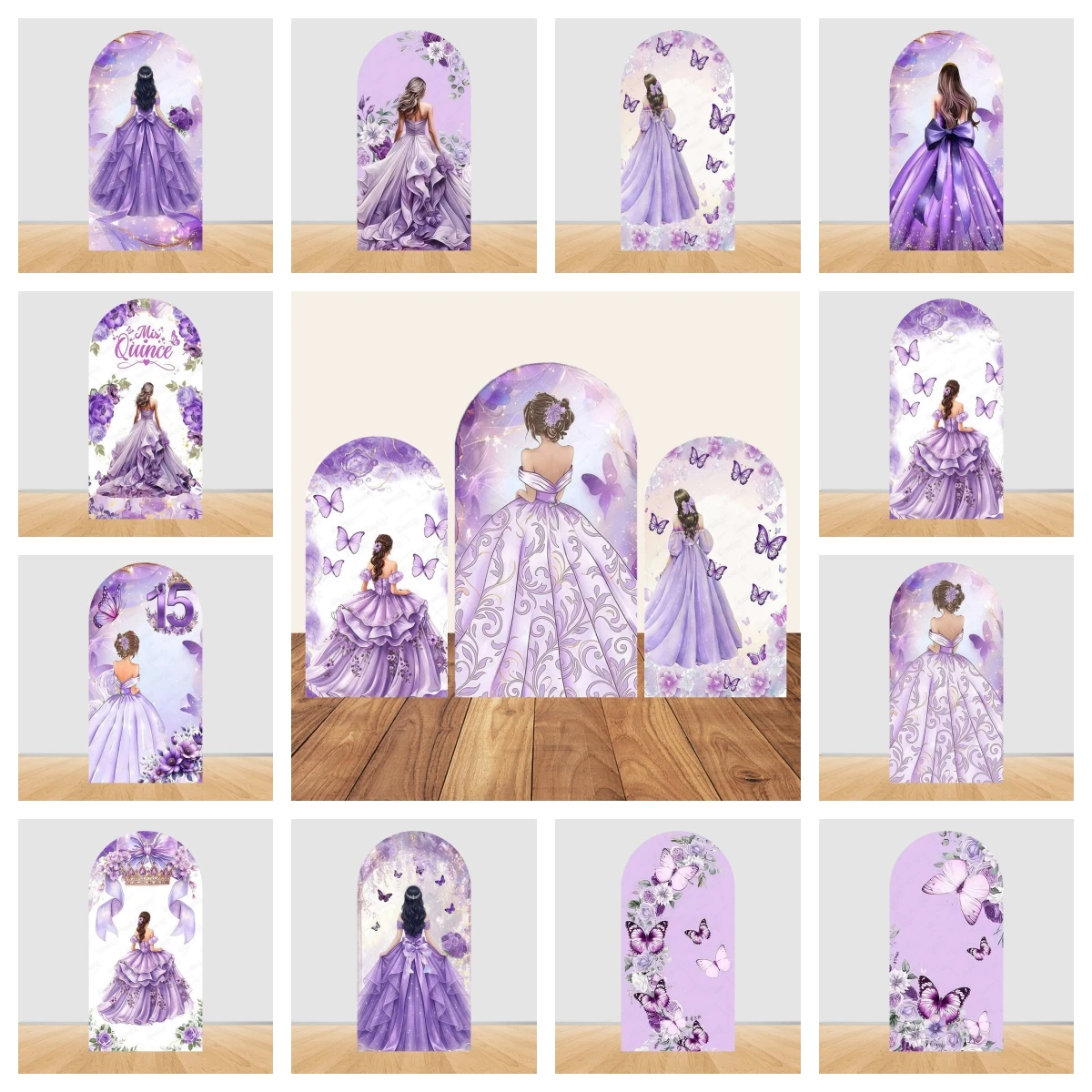 Wedding Arch Flower - Set Latar Belakang Lengkung Bertema Gaun