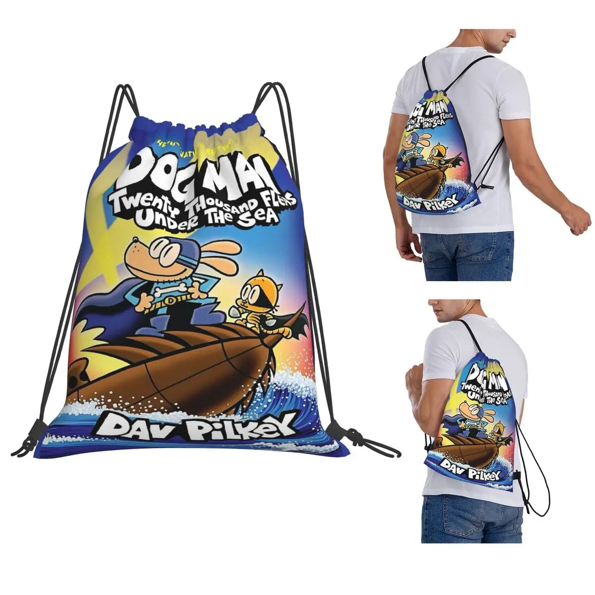 Dog Man Dogman Movie 2025 Comic Backpacks Casual Drawstring Bags Shoes Bag Book Bags for Man Woman Students