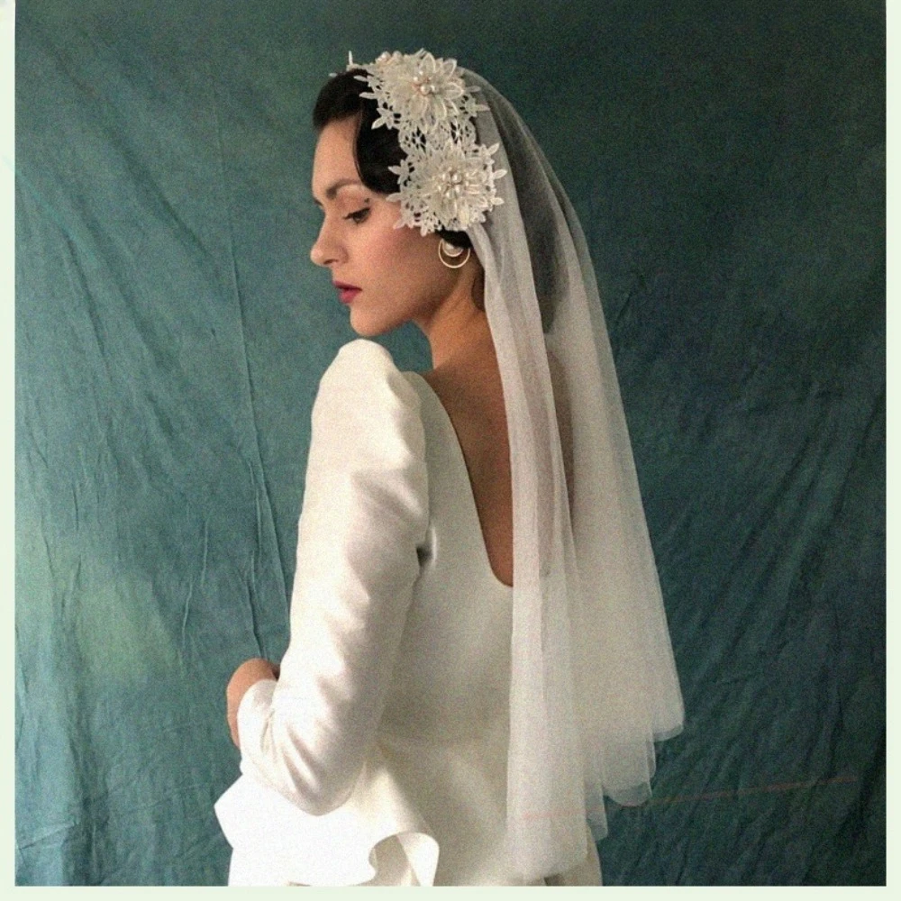 

Simple Bride To Be Marriage Elegant Bridal Veils for Women One Layer Applique Wedding Bow Veil Accessories