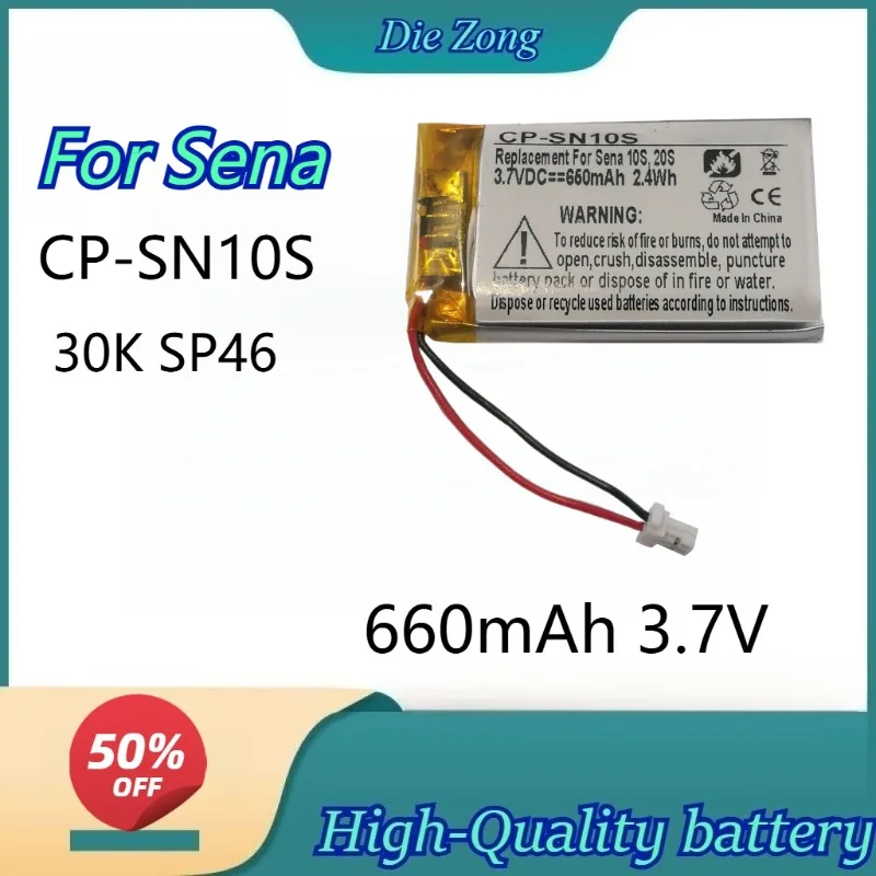 

New High-quality batteries 660mAh 3.7V CP-SN10S Lithium-ion Battery for Sena 30K SP46 Bluetooth Headset Rechargeable Batteries