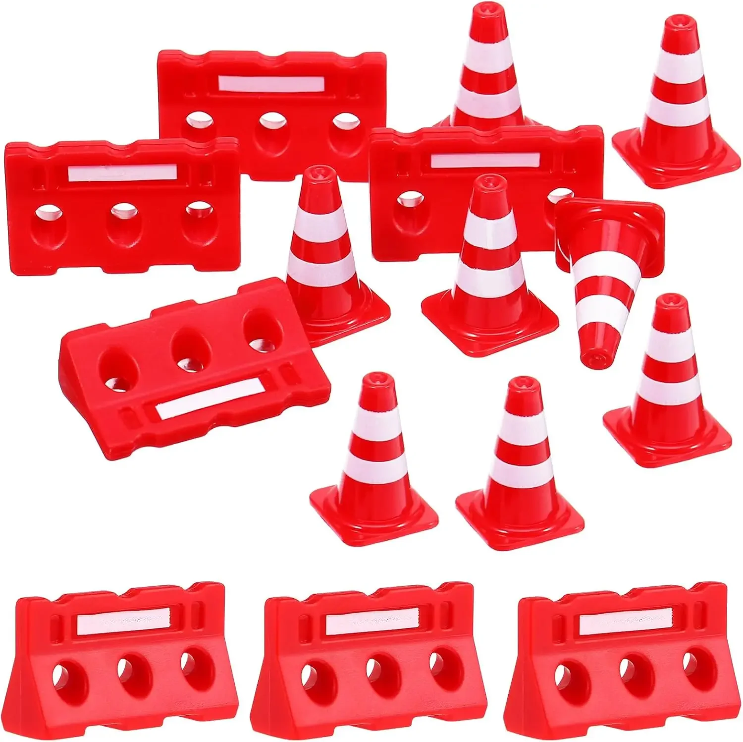12pcs New Construction Traffic Sign Set, Mini Plastic Road Street Signs Toys For Kids Cone Construction Theme Party Gifts