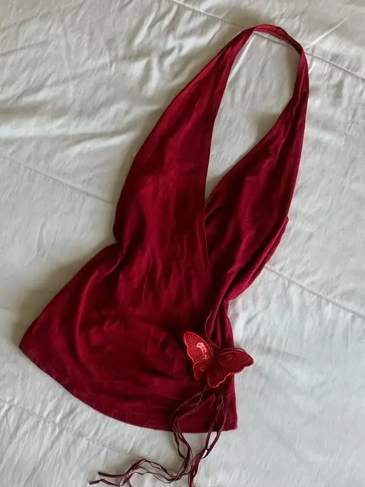 

Summer Y2k Aesthetic Sexy Halter Backless Tank Top 2025 Women Streetwear Tanks Harajuku Vintage Bodycon Camisole Chic