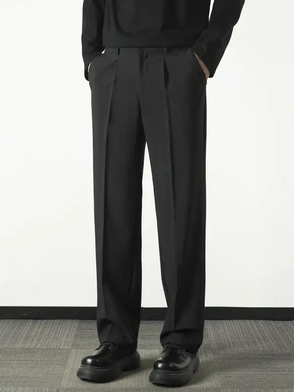 

Men's Casual Straight Leg Pants Draped Loose Comfortable Pure Color Nine Points Long Trousers Spring Autumn Faion Sensation