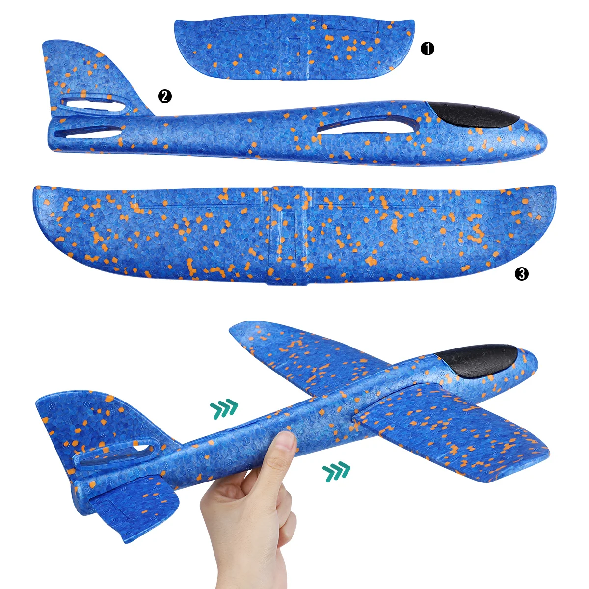 Toyvian 3 STKS Flying Glider Vliegtuigen Lichtgewicht Gooien Vliegtuig Leuk Speelgoed Feestartikelen voor Kinderen met 3 Parachutisten (Willekeurige Kleur)