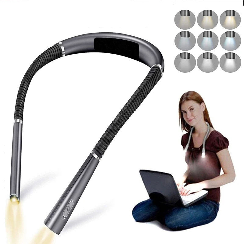 Portable USB Rechargeable Book Lighting Light Flexible Handsfree Led Neck Light Hug Reading Lamp Led Night Light Flashlight