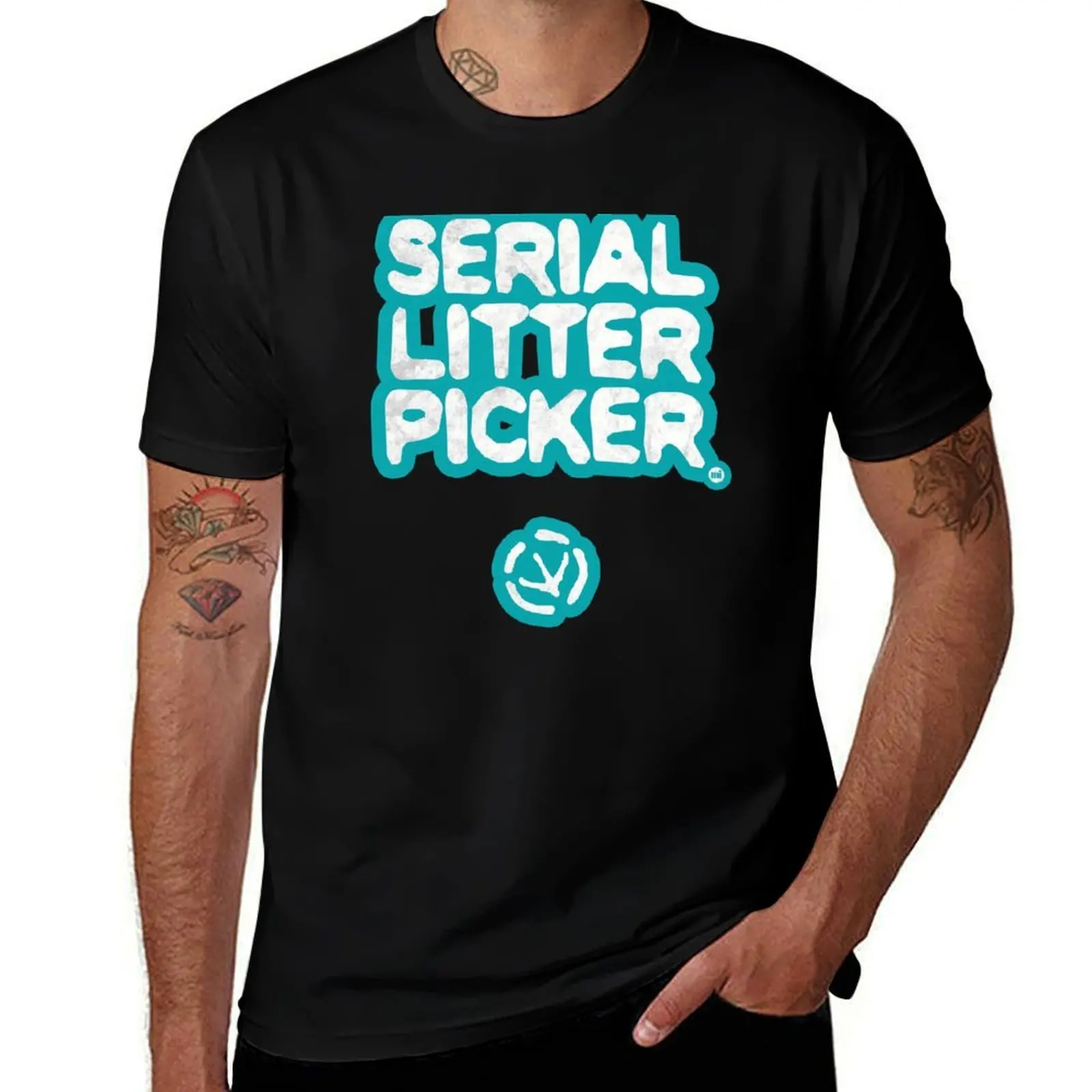 Serial Litter Picker T-Shirt Basic Casual Short Sleeve Cotton Shirt T-Shirt