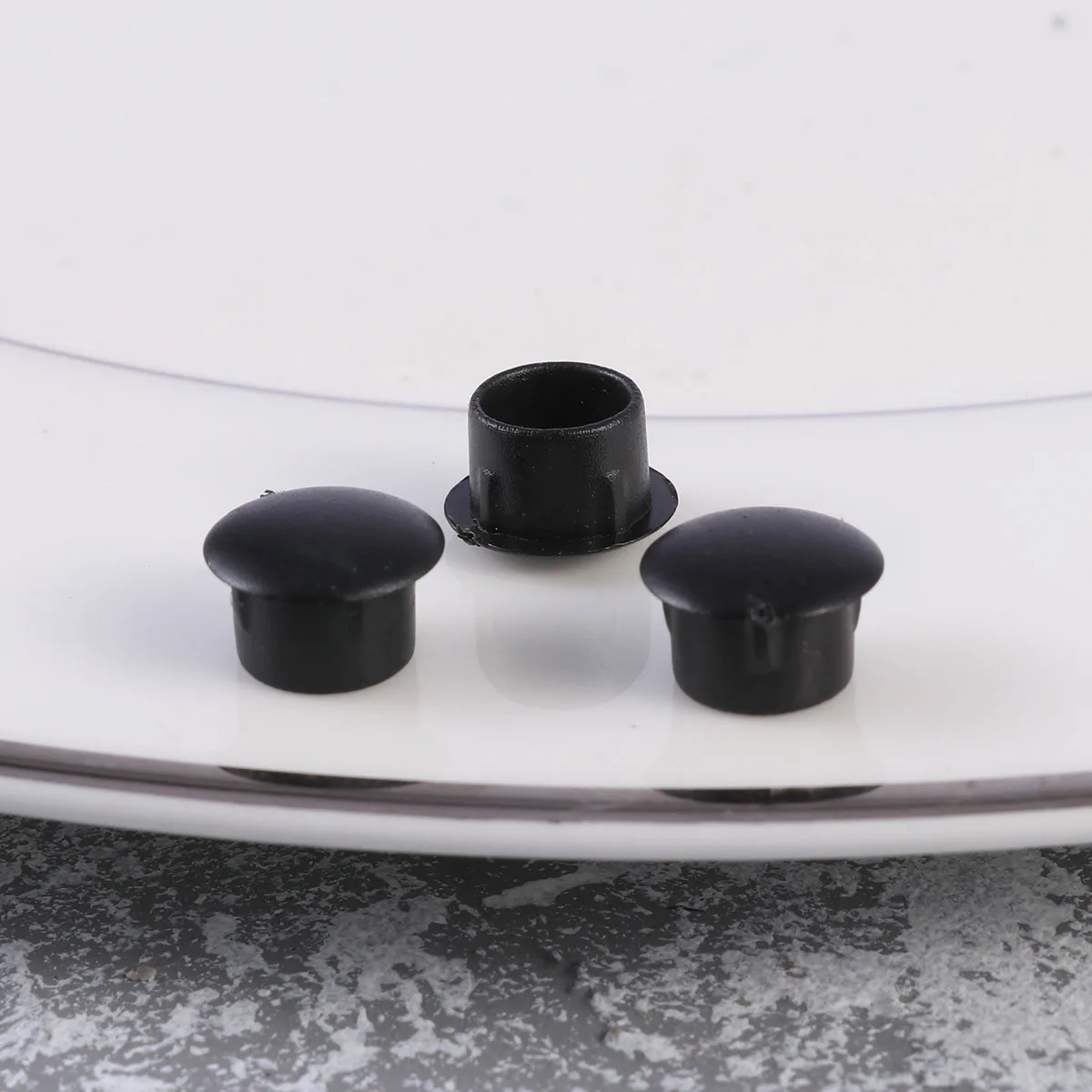 

50 PCS 10mm Cabinet Hinge Screw Covers Hinge Decorative Covers for Drawer Window Cupboard Cabinet Door - Straight (Black)