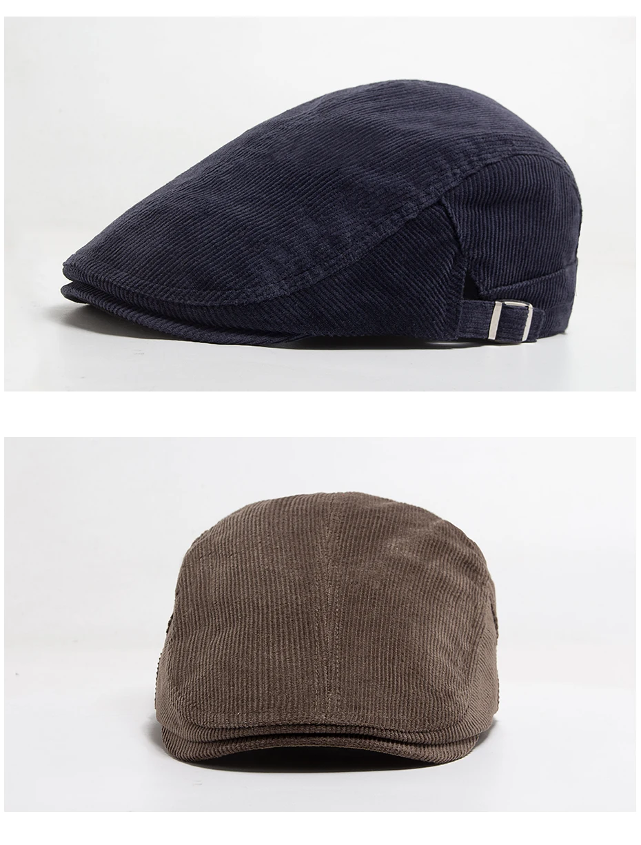 Männer Mode Cord Baskenmütze Frühling Herbst Dicke Warme frauen Flachen Hut Vintage Casual Zeitungsjunge Mütze Unisex Mode Vorne Hinten tragen – Detail 9