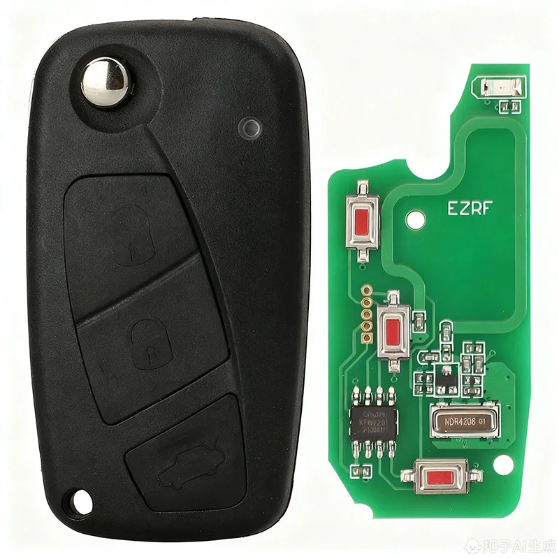 Clé de voiture télécommandée Fiat à 3 touches, puce ID48, 433Mhz, payez l'attention du motif de boutons