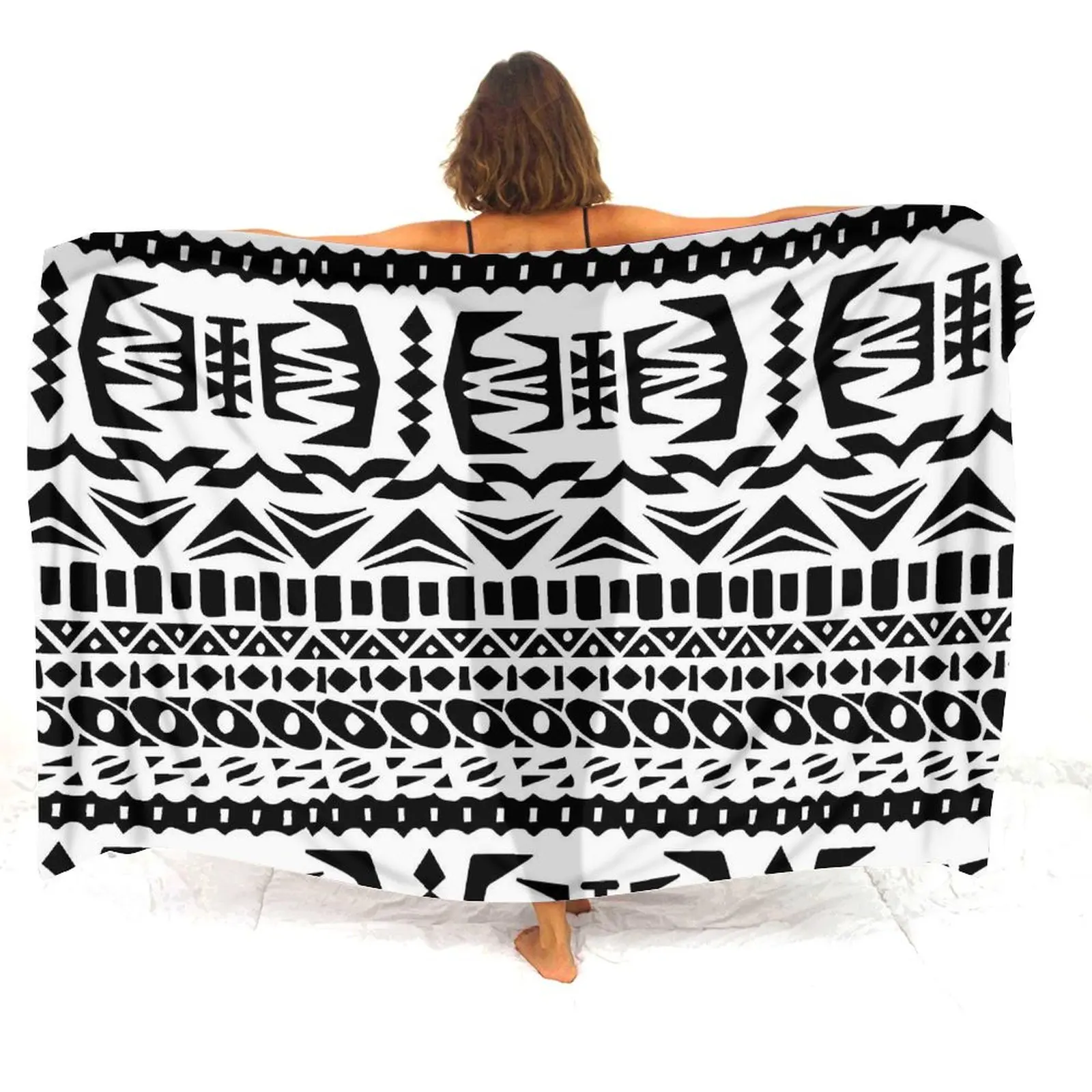 Polynesian ดอกไม้ที่กําหนดเองสตรี Sarong SMOCK ฤดูร้อนนุ่ม One- Piece Coat ผ้ากันเปื้อนชายหาดบิกินี่ป้องกันแสงแดดและ ...