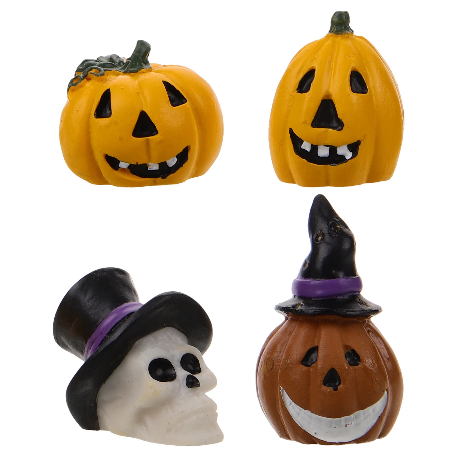 

4 Pcs Pumpkin Landscaping Ornaments Aquarium Halloween Decor Manual Fish for Tank Resin Decorations