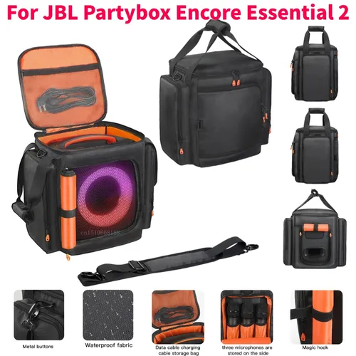 Imagen 2 del producto Para JBL Partybox Encore Essential 2 altavoz portátil estuche antipolvo altavoz de gran capacidad bolsa de transporte con bolsillo para micrófono impermeable