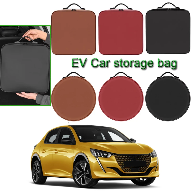 

For Peugeot E-208 E-308 E-408 E-2008 E-3008 E-5008 EV Car Charging Cable Storage Box Electric Vehicle Charger Cables Carry Bag