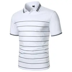 Men Short Sleeves Polo Shirt Stylish Simple Line Printing Conference Holiday Casual Men's Wear Men's Top Men Lapel Polo Shirt