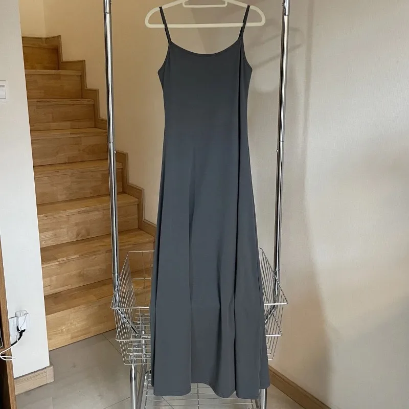 New Style Ladies Summer Fashion Slim Simplicity Elegant Trend Retro Fashion Camis Sling Off Shoulder Off Shoulder A-line Skirt