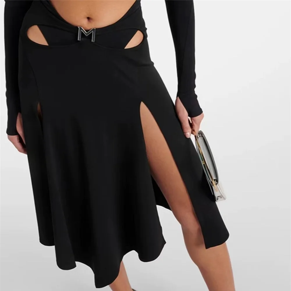 

Women's Fashion Skirt 2026, Irregular, Stretchy, Hollow Out, Slit, High Waist, Women's Clothing, Short Skirt,Y2K New, Half Skirt