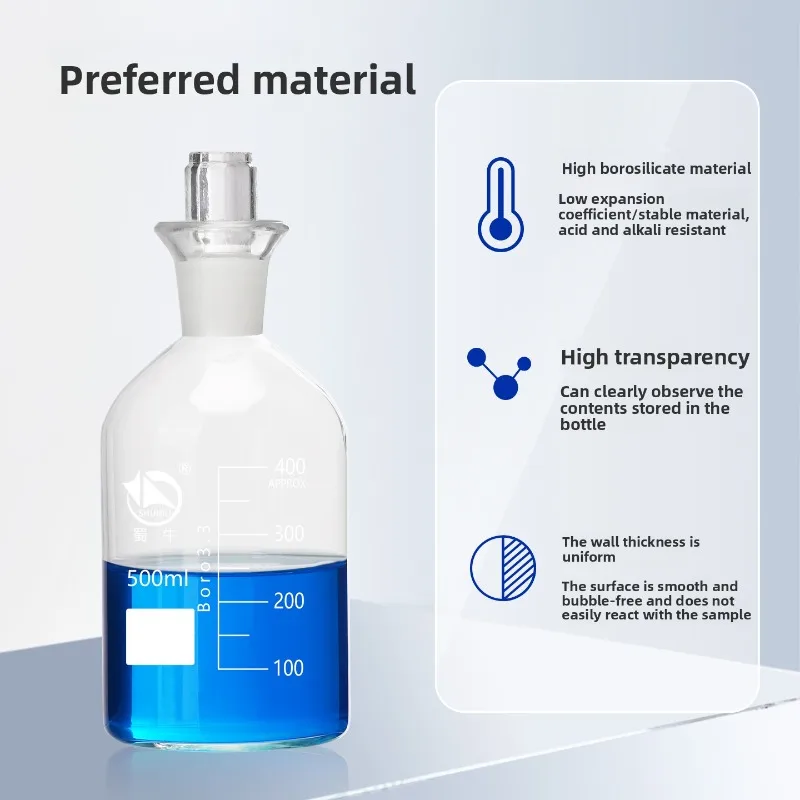 250ml Dissolved Oxygen Bottle Glass Sewage Bottle Water Sample Bottle with Stopper 500ml 1000ml