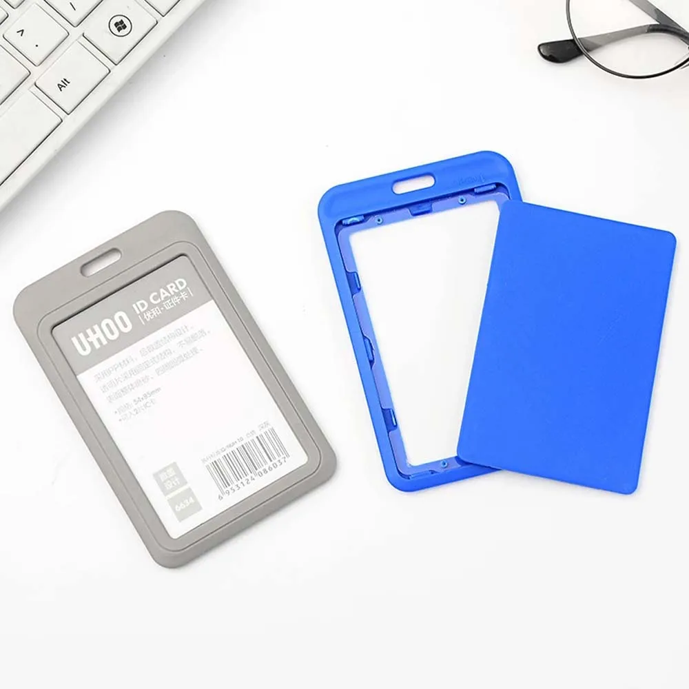 1 Pc Plastic Badge Lanyard Holder Card Case Short Rope Keychain Name Pass Cover Retractable Buckle School Stationery