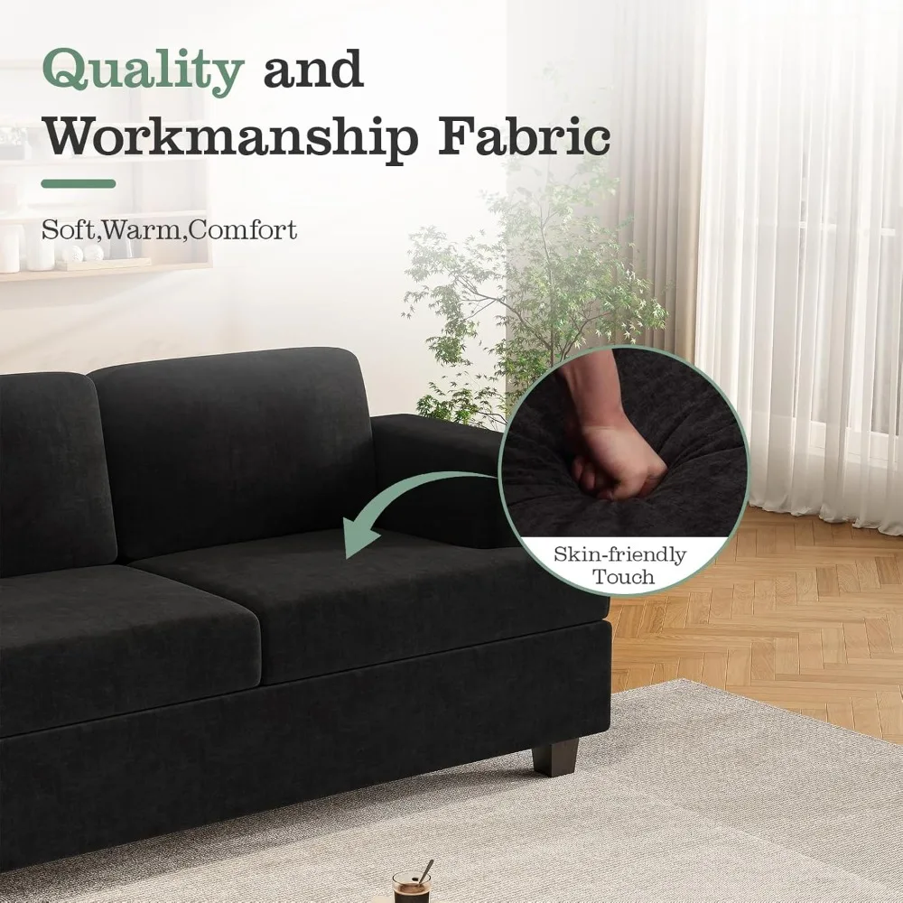 أطقم أريكة Loveseat و3 مقاعد، طقم أريكة مريح باللون الرمادي الداكن لأثاث غرفة المعيشة، أريكة صالة حديثة على شكل سحابة