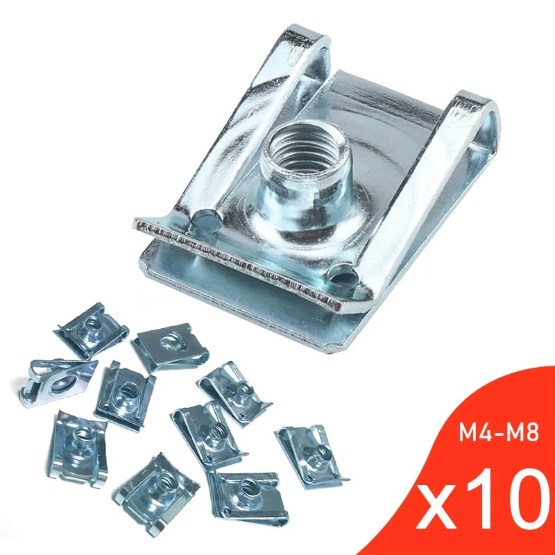 10pcs U Type Clips with Thread M6 M5 M4 M8 8mm 5mm 6mm 4mm Reed Nuts for Car Motorcycle Scooter ATV Moped