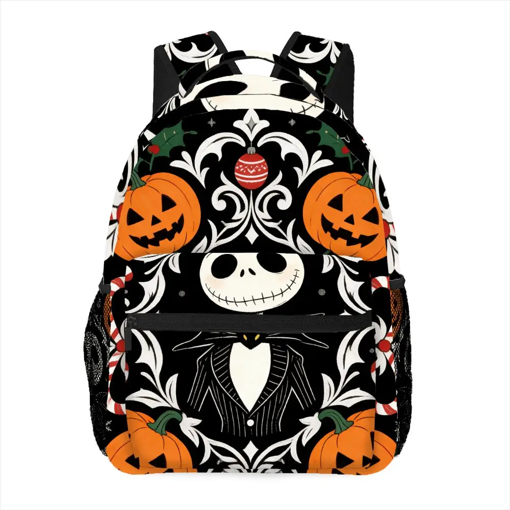 

1 шт., рюкзак с мультяшным принтом Disney Jack Skellington и тыквы, унисекс, повседневная сумка на плечо с регулируемыми ремнями и застежкой-молнией