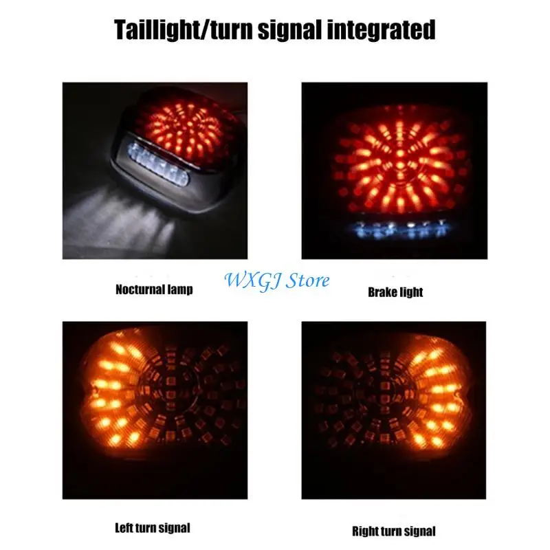 

37JE Motorbike Accessories Motorcycle Integrated Turn Rear Lights LED Tail Light Replacement Smoked Taillight