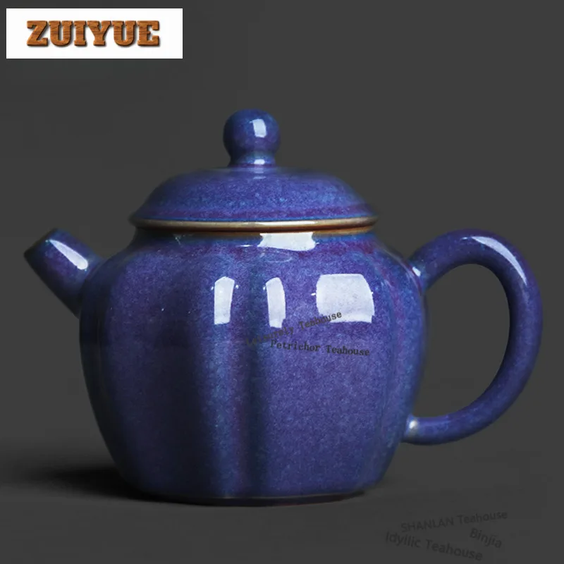 

180ml Jun Kiln Diamond-shaped Teapot Vintage Tea Infuser Pot Tea Brewing Kettle With Ball Hole Tea Items Supplies Decoration