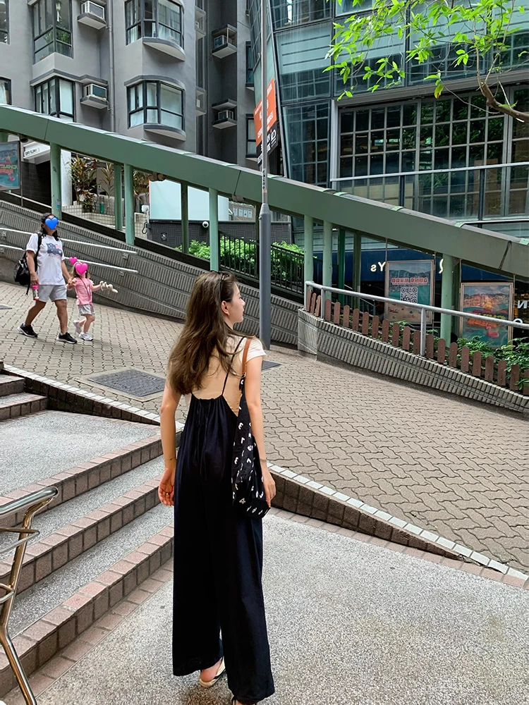 القطن الكتان إخفاء وزرة الأزرق المرأة فضفاضة مستقيم أنبوب السراويل الصيف التخسيس جديد وصول 2025 عمال تصميم الإحساس