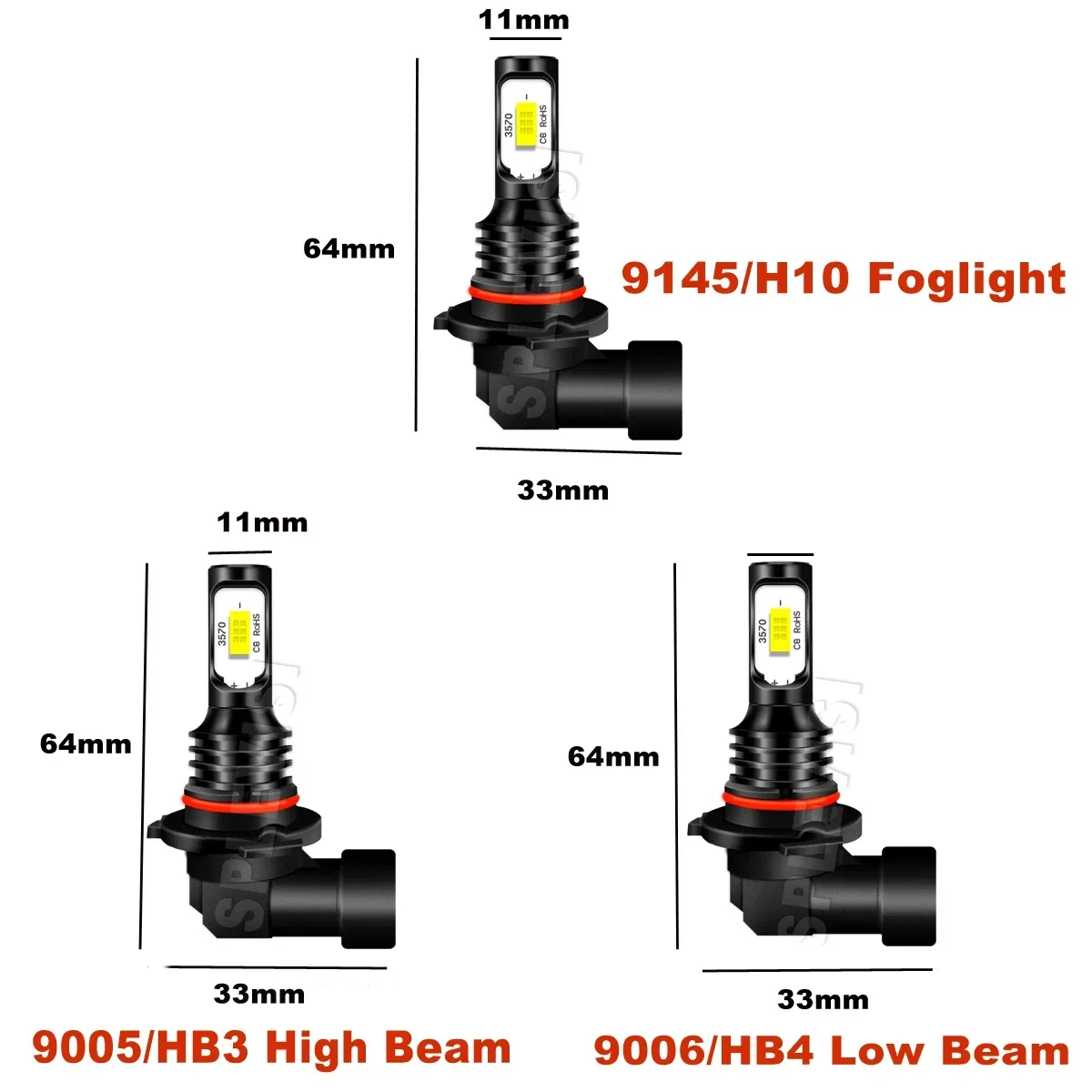 Led Car Light Combo High Low Beam Foglight HID White 9005 9006 9145 Compatible For Dodge Charger 2006 2007 2008 2009