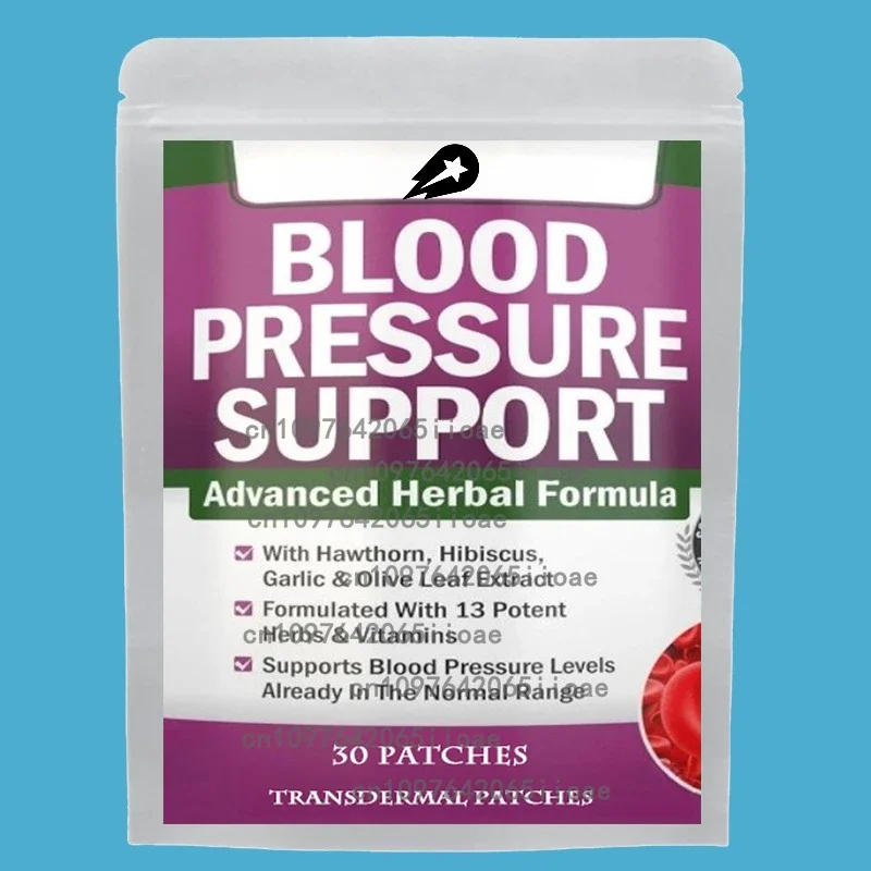 

30 пластырей Премиум-трансмические пластыри для поддержки артериального давления с боярышником и гибискусом для поддержки здоровья кровотока