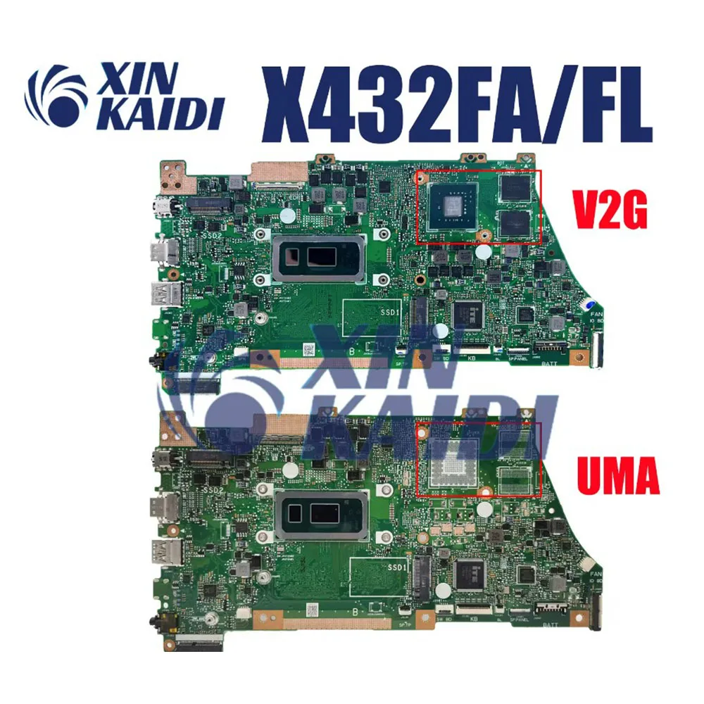 Scheda madre del computer portatile per ASUS VivoBook X432FL X432FA X432FAC X432FLC Scheda madre del computer i3 i5 i7 8th 10th CPU 8GB 16GB RAM V2G UMA