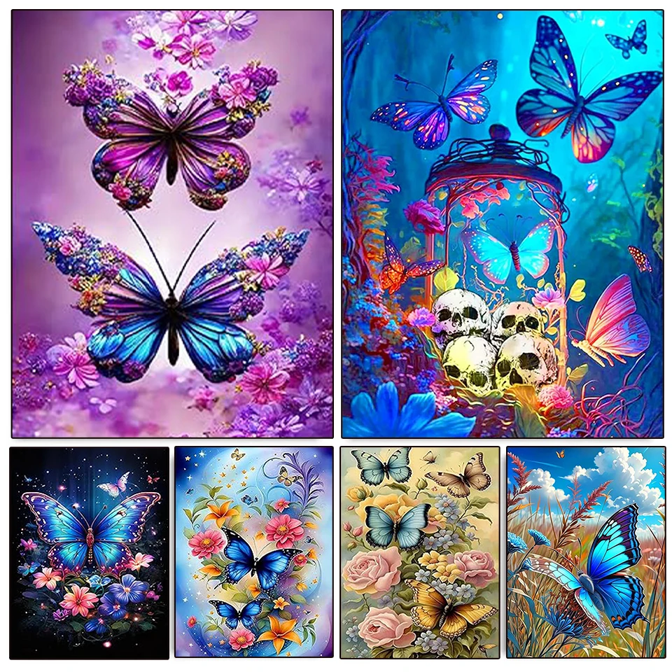 

5D DIY Diamond Painting Colorful Butterfly Full Square Round Diamond Mosaic Embroidery Cartoon Cross Stitch Set Home Decoration