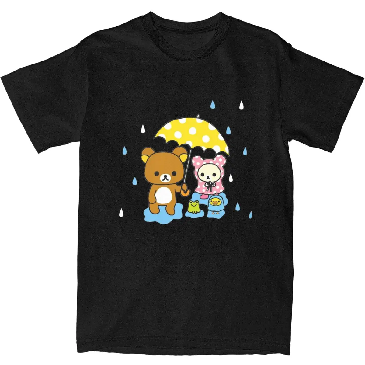 Vintage T Shirt Rilakkuma Copy Of In The Rain 100 Cotton T Shirt Trendy Cool Tee Shirt for Men Summer Aesthetic Short Sleeve Top