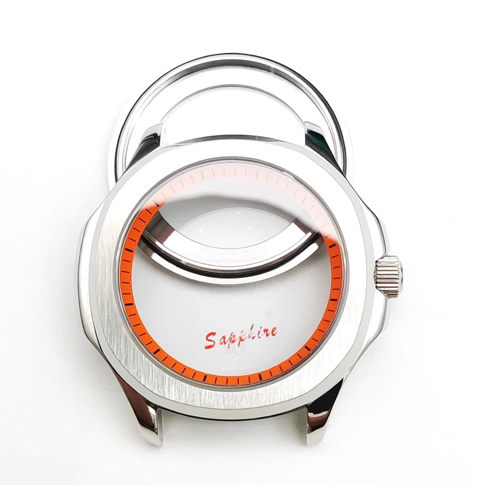 Модные аксессуары для часов NH35, серебряный корпус 42 мм, ремешок из нержавеющей стали, двойная пряжка-бабочка, подходит для механизма NH35/34.