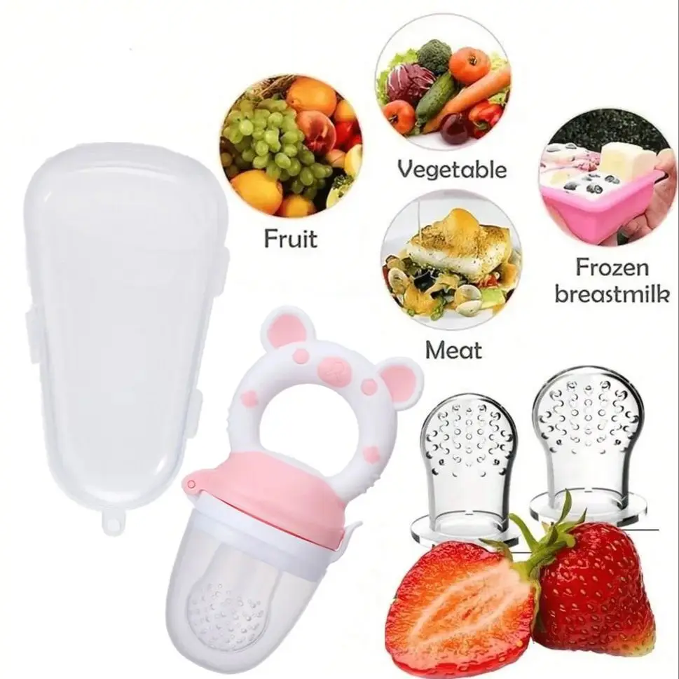 

3pcs/set Baby Fruit Feeder with Case, Fresh Food Feeder Pacifier with 2 Extra Silicone Pouches