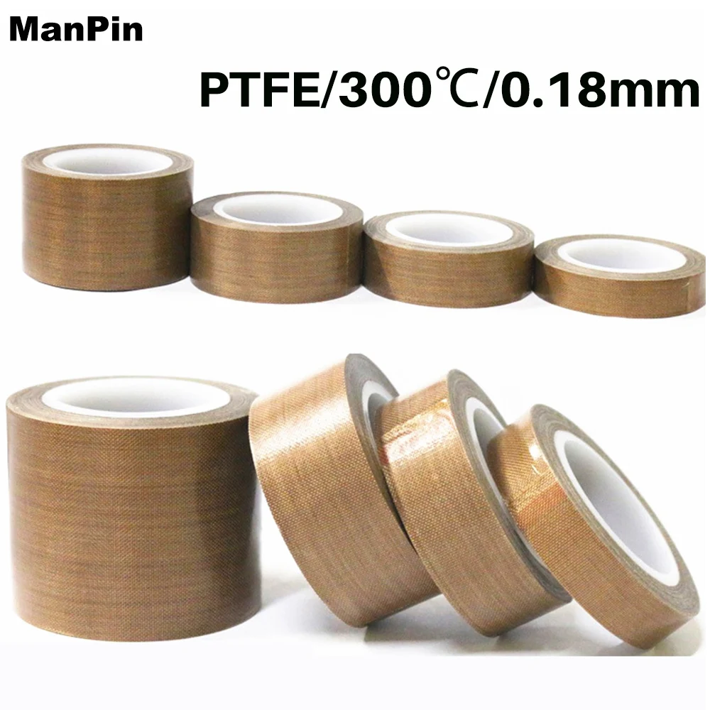 0.18mm High Temperature Resistance Tape 300℃ PTFE Cloth Anti Static Heat Insulation Adhesive Sealing Machine Use 10M Length