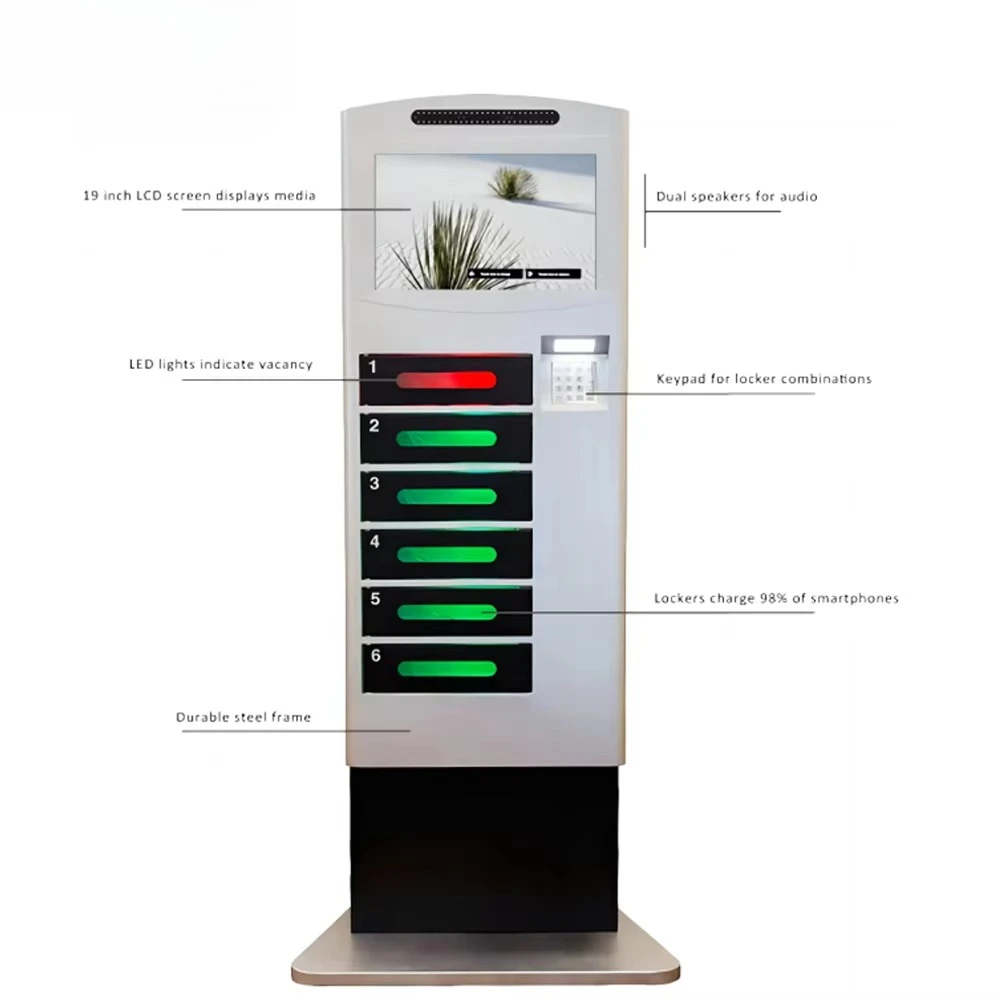 Card Operated Cell Phone Charging Station Kiosk With Wireless Wifi Power Bank Vending Machine