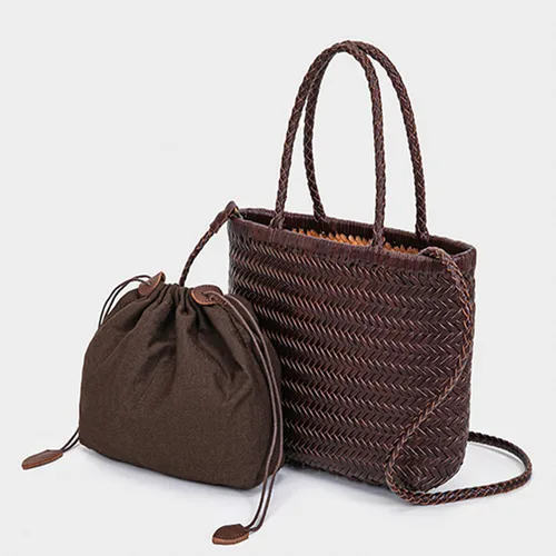 2025 primavera nuevo bolso trenzado cesta francesa bolso Vintage Boho gitano azteca ibiza bandolera de cuero genuino estilo ins femenino