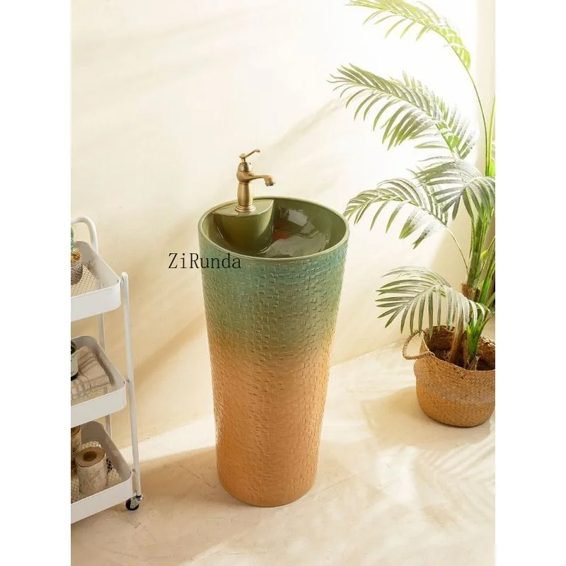 Gekleurde kolomwastafel Buitenwas Binnenplaats Villawastafel Tuin Balkon Badkamer Kolomwastafel