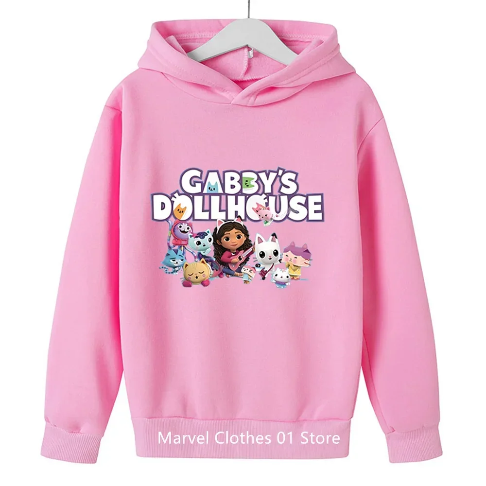 Kids Gabby Cats Hoodie Toddler Girls Gabbys Dollhouse Clothes Baby Boys Long Sleeve Sweatshirt 2023 Autumn Children's Clothing