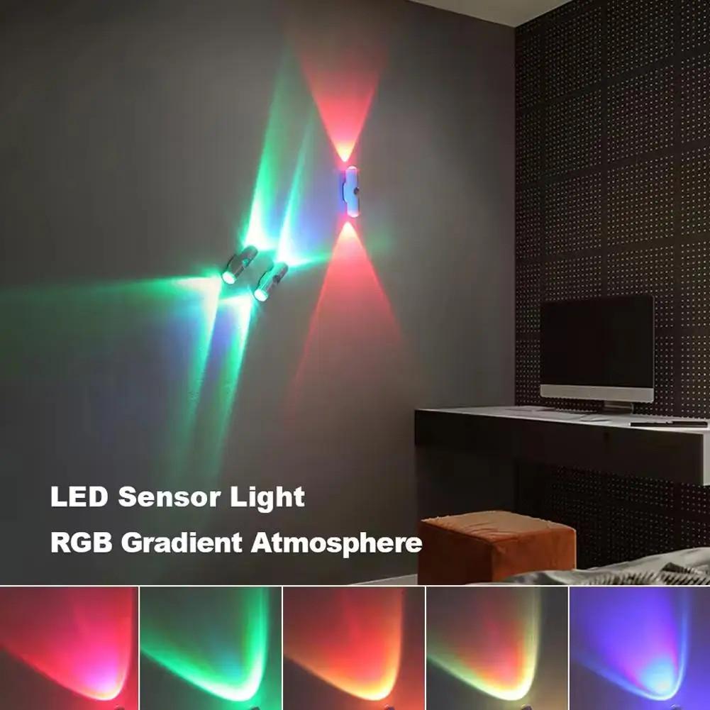 مصباح خزانة مزدوج الرأس تحت أضواء المطبخ مع مستشعر حركة ثلاثي الألوان أبيض أو ضوء غروب الشمس اختياري قابل لإعادة الشحن RGB #5